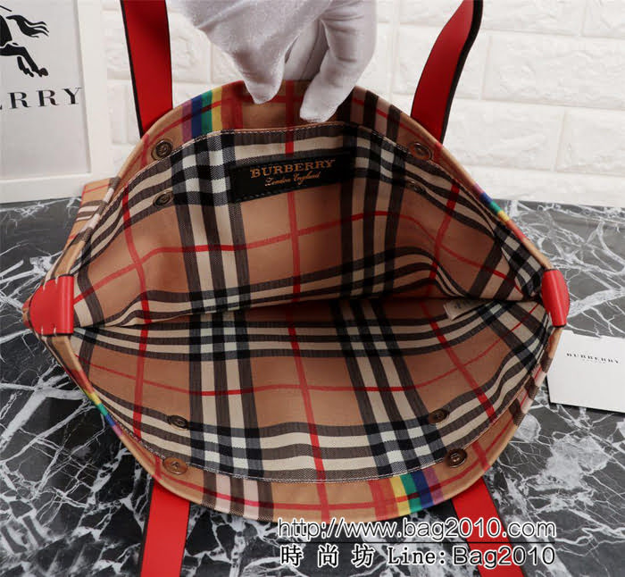 BURBERRY巴寶莉 小號棉質帆布購物袋 vitage復古格紋 款號2131  Bhq1065
